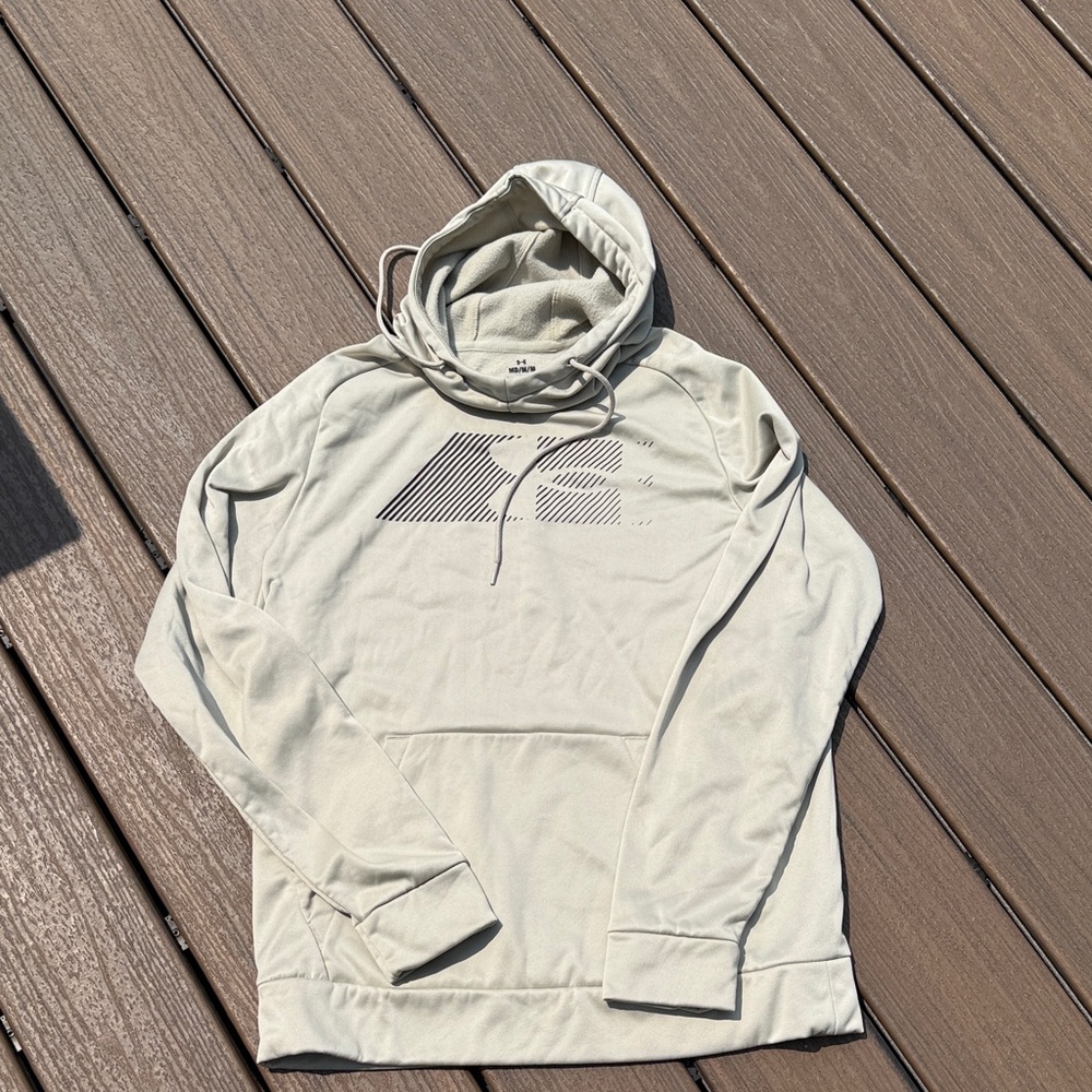 Under Armour Men's Cream Hoodie with Black Design